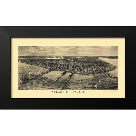 Atlantic City New Jersey - National Pub Co 1905 Black Modern Wood Framed Art Print by National Pub Co