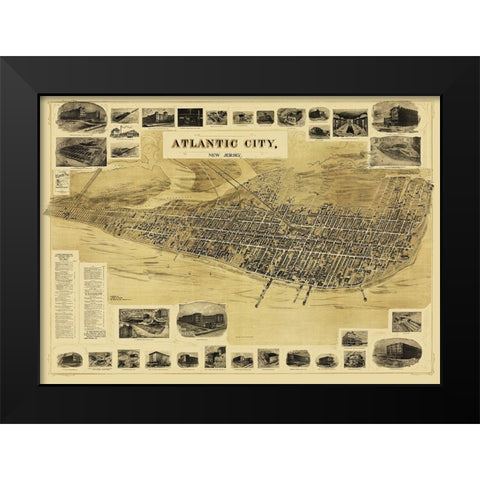 Atlantic City New Jersey - Landis 1900 Black Modern Wood Framed Art Print by Landis