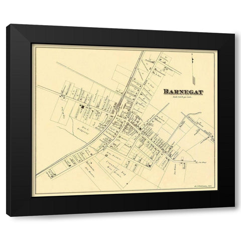 Barnegat New Jersey Landowner - Woolman 1878 Black Modern Wood Framed Art Print by Woolman