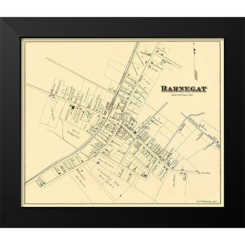 Barnegat New Jersey Landowner - Woolman 1878 Black Modern Wood Framed Art Print by Woolman