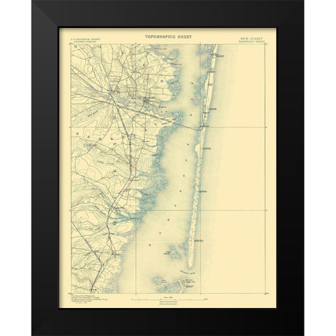 Barnegat New Jersey Sheet - USGS 1884 Black Modern Wood Framed Art Print by USGS