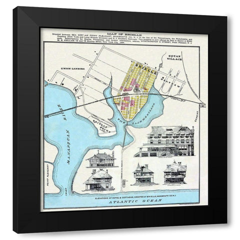 Brielle New Jersey Landowner - Welke  1898 Black Modern Wood Framed Art Print by Welke