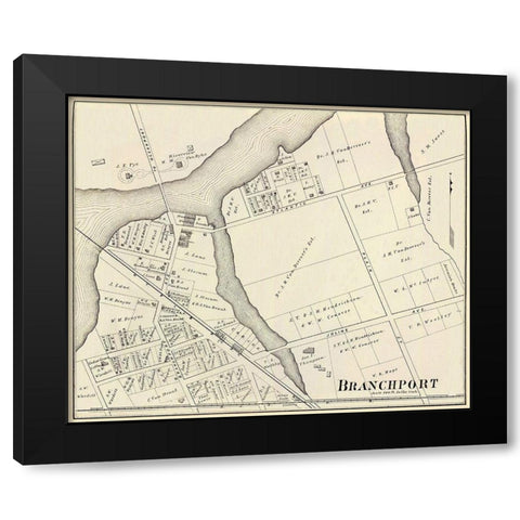 Branchport New Jersey Landowner - Woolman 1878 Black Modern Wood Framed Art Print with Double Matting by Woolman