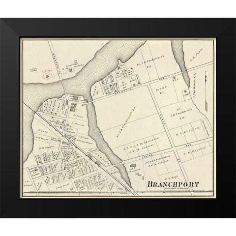 Branchport New Jersey Landowner - Woolman 1878 Black Modern Wood Framed Art Print by Woolman