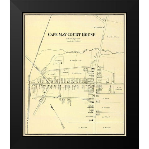 Cape May Court House New Jersey Landowner Black Modern Wood Framed Art Print by Woolman