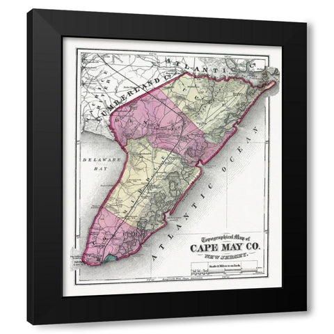 Cape May New Jersey - Beers 1872 Black Modern Wood Framed Art Print with Double Matting by Beers