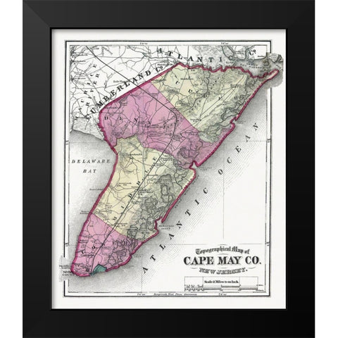 Cape May New Jersey - Beers 1872 Black Modern Wood Framed Art Print by Beers