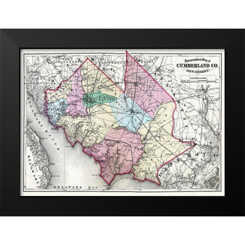 Cumberland New Jersey - Beers 1872 Black Modern Wood Framed Art Print by Beers