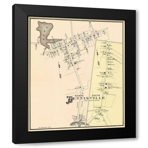 Dennisville, North, South New Jersey Landowner Black Modern Wood Framed Art Print by Woolman