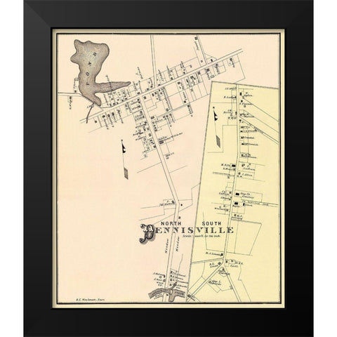 Dennisville, North, South New Jersey Landowner Black Modern Wood Framed Art Print by Woolman