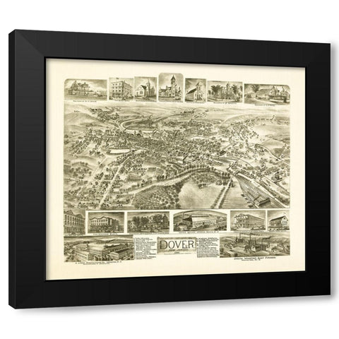 Dover New Jersey - Fowler 1903  Black Modern Wood Framed Art Print with Double Matting by Fowler