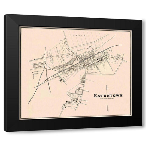 Eatontown New Jersey Landowner - Woolman 1878 Black Modern Wood Framed Art Print with Double Matting by Woolman
