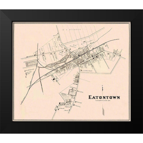 Eatontown New Jersey Landowner - Woolman 1878 Black Modern Wood Framed Art Print by Woolman