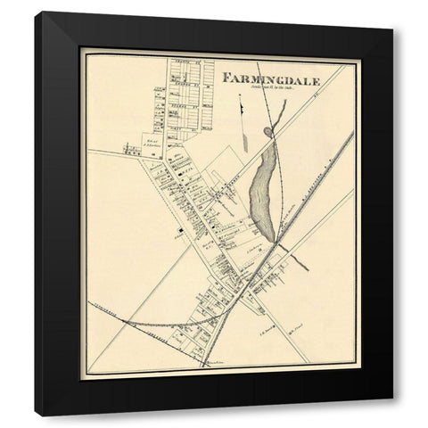 Farmingdale New Jersey Landowner - Woolman 1878 Black Modern Wood Framed Art Print with Double Matting by Woolman