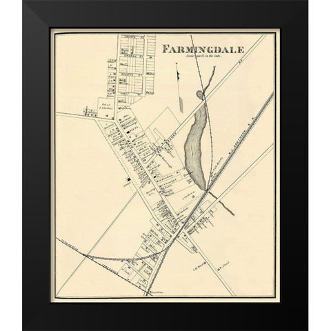 Farmingdale New Jersey Landowner - Woolman 1878 Black Modern Wood Framed Art Print by Woolman