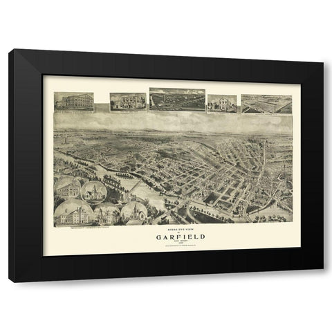 Garfield New Jersey - Fowler 1909  Black Modern Wood Framed Art Print with Double Matting by Fowler
