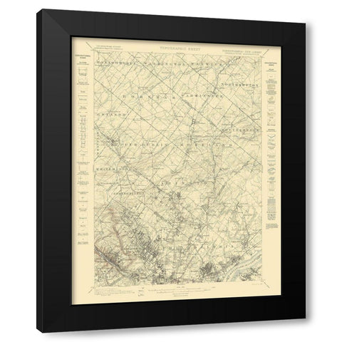 Germantown Pennsylvania New Jersey Quad Black Modern Wood Framed Art Print by USGS