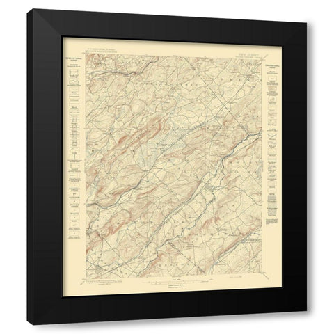 Hackettstown New Jersey Sheet - USGS 1898 Black Modern Wood Framed Art Print with Double Matting by USGS