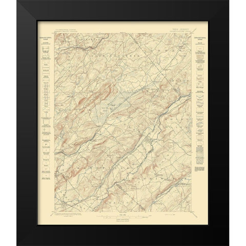 Hackettstown New Jersey Sheet - USGS 1898 Black Modern Wood Framed Art Print by USGS