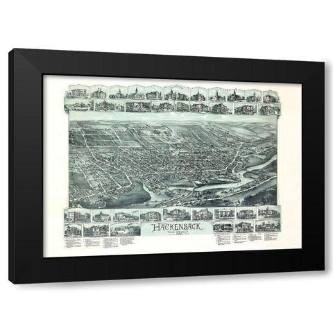 Hackensack New Jersey -1896 Black Modern Wood Framed Art Print with Double Matting by Unknown