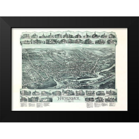 Hackensack New Jersey -1896 Black Modern Wood Framed Art Print by Unknown