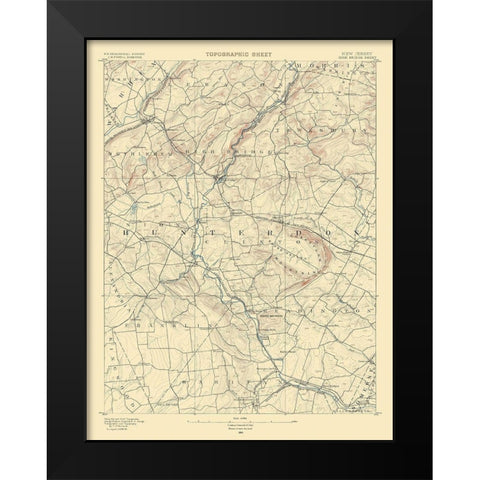 High Bridge New Jersey Quad - USGS 1890 Black Modern Wood Framed Art Print by USGS