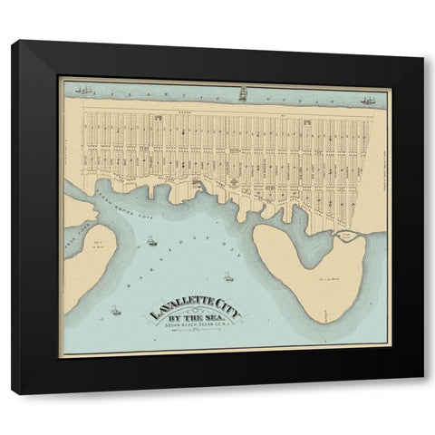 Lavallette City, Squann Beach New Jersey Black Modern Wood Framed Art Print by Irons