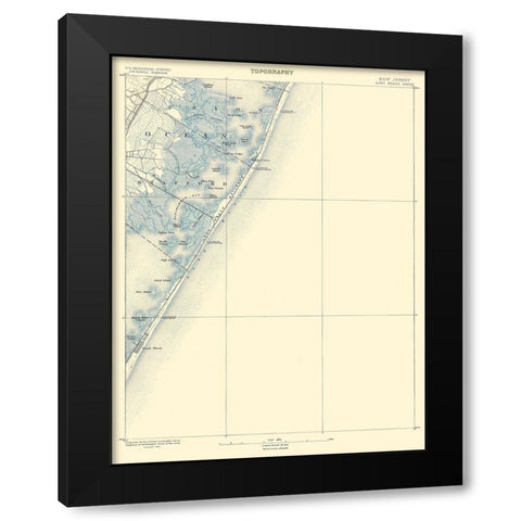 Long Beach New Jersey Sheet - USGS 1883 Black Modern Wood Framed Art Print with Double Matting by USGS