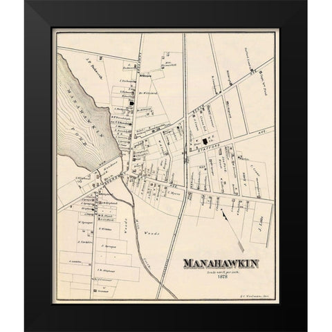 Manahawkin New Jersey Landowner - Woolman 1878 Black Modern Wood Framed Art Print by Woolman
