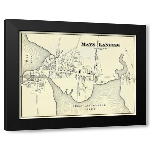Mays Landing New Jersey Landowner - Woolman 1878 Black Modern Wood Framed Art Print with Double Matting by Woolman