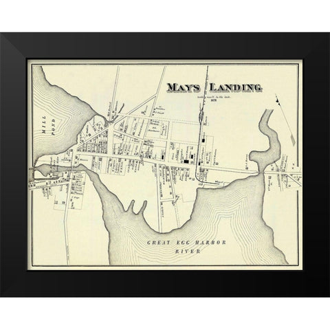 Mays Landing New Jersey Landowner - Woolman 1878 Black Modern Wood Framed Art Print by Woolman