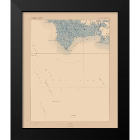 Maurice Cove New Jersey Sheet - USGS 1891 Black Modern Wood Framed Art Print by USGS