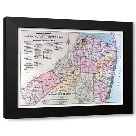 Monmouth New Jersey - Wolverton 1889 Black Modern Wood Framed Art Print with Double Matting by Wolverton