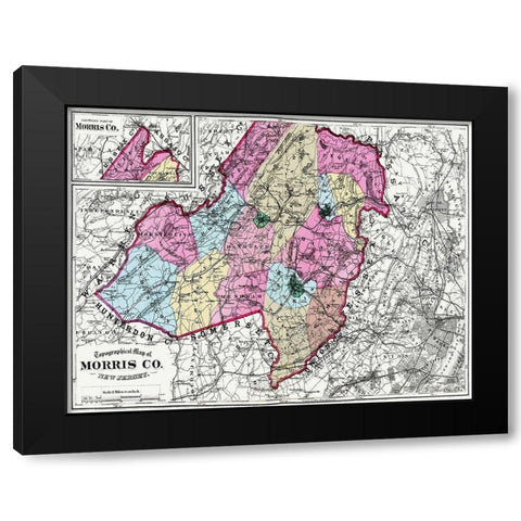 Morris New Jersey - Beers 1872 Black Modern Wood Framed Art Print by Beers