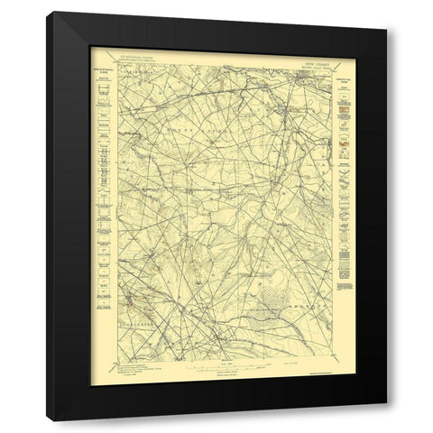 Mt Holly New Jersey Quad - USGS 1898 Black Modern Wood Framed Art Print with Double Matting by USGS