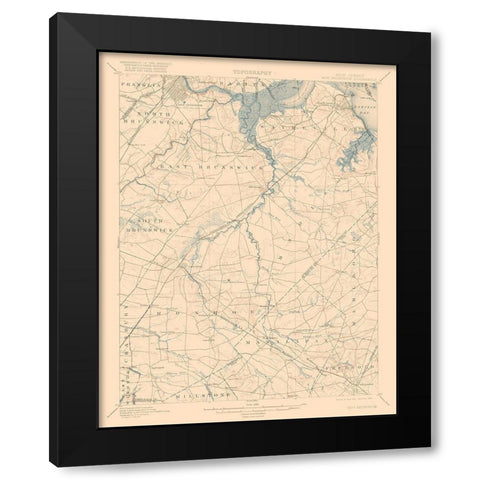New Brunswick New Jersey Quad - USGS 1901 Black Modern Wood Framed Art Print by USGS