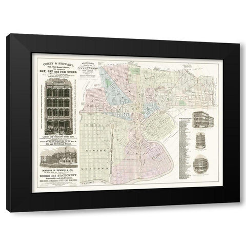 Newark New Jersey - Holbrooks 1879  Black Modern Wood Framed Art Print with Double Matting by Holbrooks