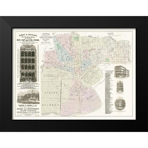 Newark New Jersey - Holbrooks 1879  Black Modern Wood Framed Art Print by Holbrooks