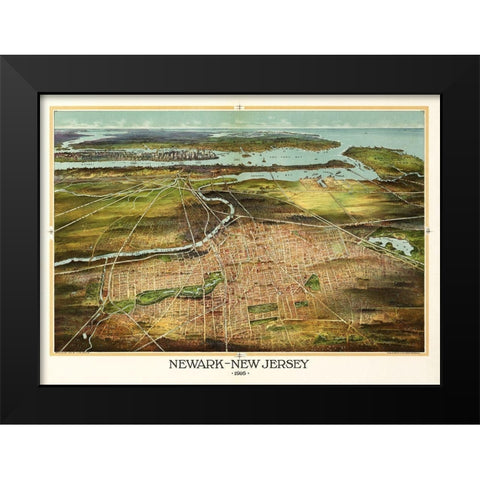 Newark New Jersey - Landis 1916  Black Modern Wood Framed Art Print by Landis