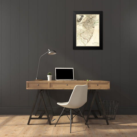 New Jersey - Faden 1778  Black Modern Wood Framed Art Print by Faden
