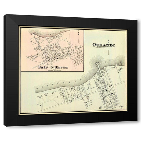 Oceanic, Fair Haven New Jersey Landowner Black Modern Wood Framed Art Print with Double Matting by Woolman