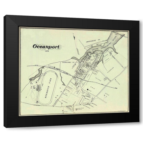 Oceanport New Jersey Landowner - Hubard 1878 Black Modern Wood Framed Art Print with Double Matting by Hubard