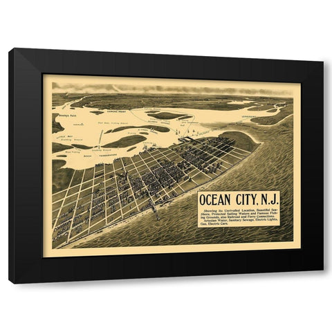 Ocean City New Jersey - Taylor 1903 Black Modern Wood Framed Art Print with Double Matting by Taylor
