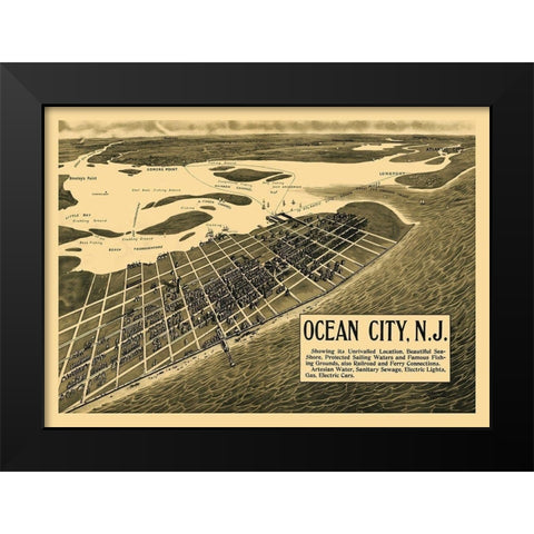 Ocean City New Jersey - Taylor 1903 Black Modern Wood Framed Art Print by Taylor