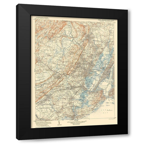 Passaic New Jersey New York Quad - USGS 1905 Black Modern Wood Framed Art Print by USGS
