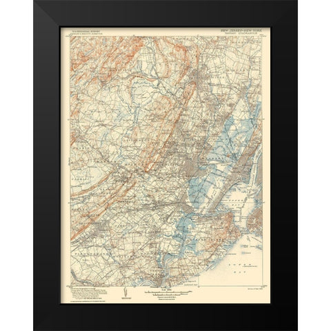 Passaic New Jersey New York Quad - USGS 1905 Black Modern Wood Framed Art Print by USGS