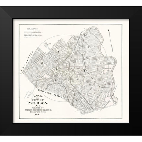 Paterson New Jersey - American Pub Co 1893  Black Modern Wood Framed Art Print by American Pub Co