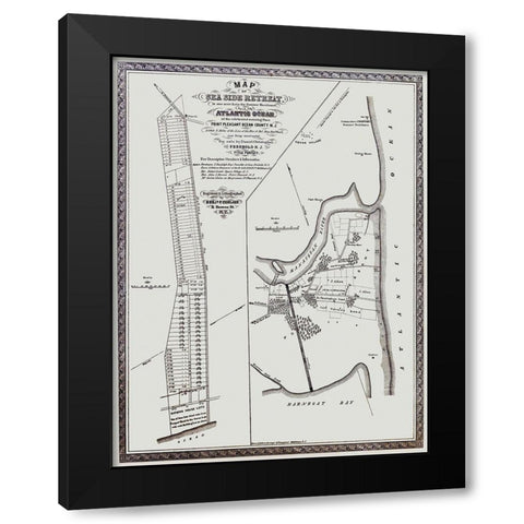 Point Pleasant New Jersey Landowner - Corlies 1858 Black Modern Wood Framed Art Print by Corlies