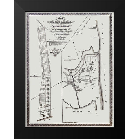 Point Pleasant New Jersey Landowner - Corlies 1858 Black Modern Wood Framed Art Print by Corlies