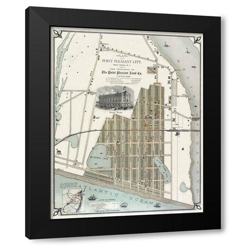 Point Pleasant New Jersey Landowner - 1880 Black Modern Wood Framed Art Print with Double Matting by Land Co